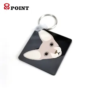 Square Promotional Sublimation Wooden keychain blank MDF key ring