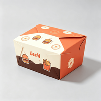 Boîte à emporter pour hamburgers et frites avec poignée, en papier kraft imprimé écologique pour l'emballage de livraison de restauration rapide