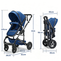Poussette convertible 3 en 1 réversible avec berceau, cadre triangulaire, suspension à double ressort, pliage en un clic pour nouveau-nés et tout-petits