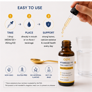 Suplemento de Aceite de Coco MCT con Vitamina D3 K2 MK7 en Gotas, para la Salud Ósea de Adultos y Niños, Venta al Por Mayor OEM - Product Image 4