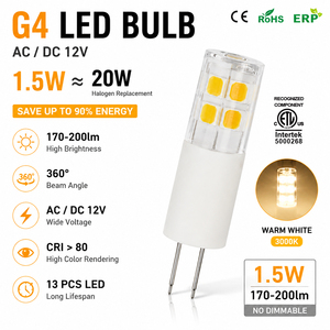 หลอดไฟ LED G4 รุ่นใหม่ แสงวอร์มไวท์ 1.5W 12V AC/DC ไม่กระพริบ ERP 2W หลอดไฟ LED G4 120lm - Product Image 2