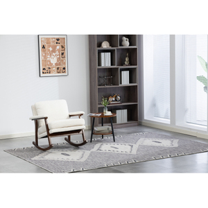 Fauteuil à bascule moderne en velours avec rembourrage doux et écologique, structure en bois, design capitonné pour la maison, le bureau et l'appartement - Product Image 5