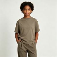 T-shirt ALCLEVER 245 g/m² en coton, col rond, épaules tombantes, streetwear oversize pour enfants, personnalisable DTG DTF, logo OEM