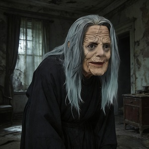 Maschera da Strega Spaventosa con Capelli Lunghi Grigi - Maschera Realistica in Lattice per Costume di Halloween per Adulti, Accessori per Feste e Cosplay - Product Image 4