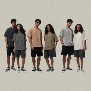 Kaos Pria Katun Tebal Sablon Grafis untuk Cetak DTG LOGO Kustom Ukuran Besar Acid Wash Regular Fit Tanpa Merek Contoh Pria - Product Image 5