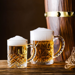 Tasse à <span class=keywords><strong>bière</strong></span> allemande personnalisée Dimple Stein avec poignée Tasse à café en verre Transparent moderne Poignée en verre Verre à café - Product Image 6