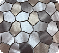 Carreaux de mosaïque en aluminium brossé hexagone peau de métal argenté carreaux de mur de télévision or mat décoration murale de dosseret de mosaïque en métal vente en gros