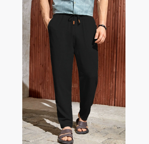 New Men's Cotton and <strong>Linen</strong> <strong>Pants</strong> Breathable Light Casual <strong>Pants</strong> Comfortable Straight <strong>Drawstring</strong> <strong>Pants</strong> Manufacturer Wholesale - Product Image 3