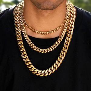 Cadenas Cubanas Estilo Miami Hip Hop Al Por Mayor Chapadas en Oro PVD de 14K, 18K y <span class=keywords><strong>24K</strong></span>, Collar de Acero Inoxidable, Joyería para Hombre - Product Image 6