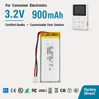 Baterai Solid Ramah Lingkungan 900 MAh 3.2V 1000 Siklus Isi Ulang 852560 Penjualan Grosir Pabrik Li-FePO4 untuk Mainan & Peralatan Listrik