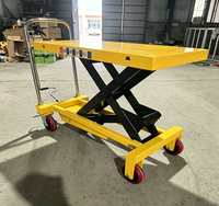 Chariot élévateur à ciseaux hydraulique 350 kg avec poignée manuelle pliable, hauteur de levage 0,9 m, équipement de manutention léger