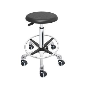 Hewei Industrial Chair Round <b>Stool</b> PU Metal <b>Adjustable</b> Height Lab Workshop Use - Product Image 1