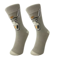 Nouvelles chaussettes mi-mollet pour homme, motif dessin animé chiot, décontractées, antibactériennes, printemps, faites à la main, oreilles d'animaux, couple, avec personnalité
