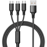 Cantell Kabel Pengisi Daya Ponsel, Kabel Pengisian Daya Ponsel 3 In 1 Kepang Cepat