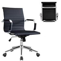 Chaise pivotante moderne de haute qualité ergonomique en cuir PU brun noir Accoudoirs fixes Hauteur du siège réglable Base en métal Garantie de 2 ans