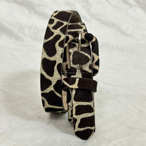 Nuevo pelo hecho a mano en estampado de animales cinturón de mujer occidental hecho a mano 100% cuero Real estilo bohemio cubierta de piel hebilla cinturón para Jeans - Product Image 4