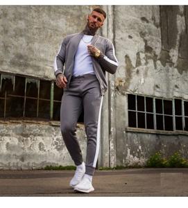 Survêtement technique pour homme en molleton léger, grande taille, 69 % coton, 31 % polyester, noir, avec fermeture éclair intégrale, sweat-shirt à capuche et pantalon de jogging, 2026 - Product Image 1