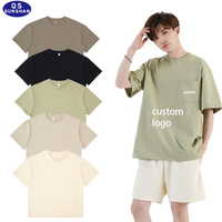 T-shirt surdimensionné personnalisé 245 g/m² avec poche, 100 % coton premium de haute qualité, impression de logo personnalisé, coupe ample pour homme