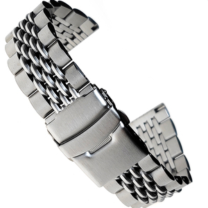 <span class=keywords><strong>Bracelet</strong></span> de <span class=keywords><strong>montre</strong></span> en acier inoxydable massif avec fermoir déployant, extrémité incurvée réglable, vis brossée, 20 mm 22 mm - Product Image 1