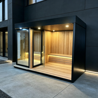 Sauna traditionnel en bois de pruche avec douche, poêle à vapeur extérieur, cabane en bois