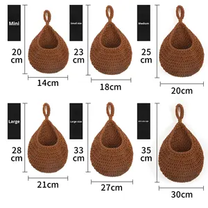 Panier mural en filet de coton tissé à la main pour la cuisine, en forme de goutte d'eau, pour fruits et légumes, nid d'oiseau, rangement suspendu - Product Image 5