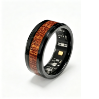 Bague intelligente personnalisée plaquée noir en acier titane, étanche, Bluetooth, cadeau de mariage et d'anniversaire pour homme et femme