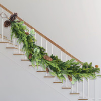 Guirnalda de Navidad con Ramas de Cedro y Piñas, Estilo Rústico, 71 Pulgadas (180 cm), para Escaleras y Repisas, Venta al por Mayor