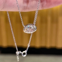 Collier pendentif de luxe pour femme en argent sterling 925 plaqué or 18 carats avec diamant de laboratoire taille ovale et zircon, certifié IGI