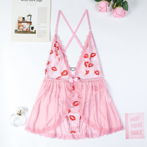 Ensemble de lingerie sexy à motif floral avec soutien-gorge et culotte transparents à décolleté plongeant – Grande Vente - Product Image 6