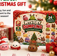 Calendrier de l'Avent de Noël - 24 figurines mignonnes en forme de boulettes et pains vapeur, jouets compressibles, surprise de vacances, en thermoplastique, promotionnel