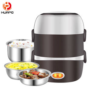 صندوق غداء كهربائي C17 بطبقتين من الفولاذ المقاوم للصدأ لطهي وتسخين الطعام - Product Image 1