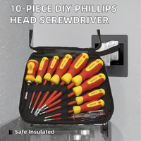 Jeu de 10 tournevis magnétiques isolés en acier au chrome-vanadium de qualité professionnelle, embouts Phillips et Torx, personnalisable en plastique, OEM