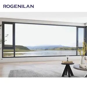 ROGENILAN Tilt And Turn Aluminum Three Panel Lite Design Casement Windows For Home Floor To Ceiling