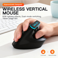 Souris de jeu M820 ergonomique optique sans fil 2.4G+BT 6D 1600 DPI 6 boutons USB/Type-C rétroéclairée RGB rechargeable pour droitier