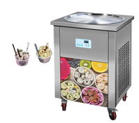 Machine à glace frite commerciale, machine à rouleaux de glace, machine à glace aux fruits pour les boutiques de desserts et les stands de marchés nocturnes