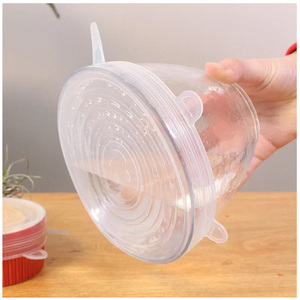 Reutilizable Flexible <span class=keywords><strong>tapas</strong></span> de silicona 6 piezas alimentos de silicona sello cubierta stretch <span class=keywords><strong>tapas</strong></span> conjunto - Product Image 5