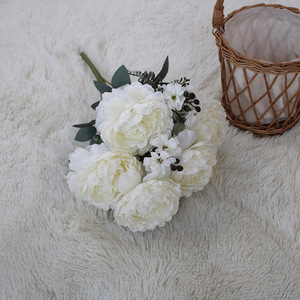 Fleurs Artificielles 11 Têtes, <span class=keywords><strong>Bouquet</strong></span> <span class=keywords><strong>de</strong></span> Pivoines Effet <span class=keywords><strong>Peinture</strong></span> à l'Huile, <span class=keywords><strong>Pivoine</strong></span> à Mille Feuilles, Vente en Gros pour l'Exportation YHMD-259, Décoration d'Intérieur - Product Image 2