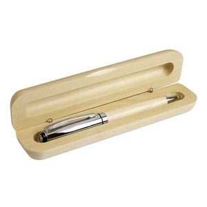 Penna a Sfera in Bambù Ecologica Personalizzata con Punta Diamantata 0.5mm/0.7mm e Confezione in Legno Ecosostenibile - Product Image 1