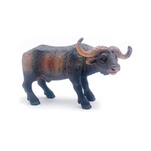 야생 동물 현실적인 하이 퀄리티 PVC 플라스틱 동물 그림 장난감 현실적인 친환경 동물 작은 검은 버팔로 그림 장난감