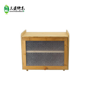 Double-layer storage <b>kitchen</b> bread box with lid, household storage box, bamboo bread storage box - Product Image 4