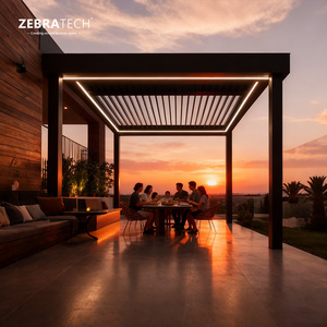 Louvered Pergola Full Aluminum Frame and Adjustable Roof Integrated Strip <strong>Lights</strong> <strong>for</strong> Outdoor Patio Gray Hardtop <strong>Gazebo</strong> Pergola - Product Image 6