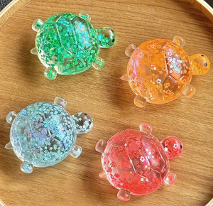 Jouet anti-stress en gel PU à rebond lent, tortue scintillante personnalisable avec logo, pour cadeau promotionnel - Product Image 1