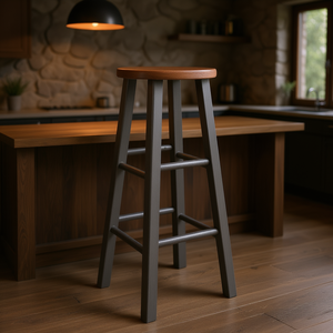 Taburete de Bar de Madera Rústica Ivy 36230, Estilo Rústico, Acabado Antiguo, Muebles para Bar en Casa - Product Image 2