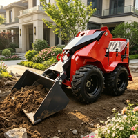Spedizione Gratuita Mini Skid Steer Loader Potente Caricatore a 4 Ruote Motrici per Costruzioni e Giardino con Sistema Idraulico Diesel