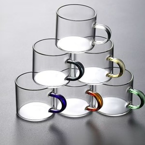 Set di 6 <span class=keywords><strong>Tazze</strong></span> Personalizzate <span class=keywords><strong>da</strong></span> 100ml, Piccole <span class=keywords><strong>Tazze</strong></span> <span class=keywords><strong>da</strong></span> Tè <span class=keywords><strong>Trasparenti</strong></span> con Manico Colorato, Tazzine <span class=keywords><strong>da</strong></span> Caffè in Vetro - Product Image 2