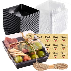 Paquete de 50 <span class=keywords><strong>mini</strong></span> cajas de charcutería con tapas transparentes, contenedores de comida desechables, Cartón corrugado para llevar, cartón de papel - Product Image 2