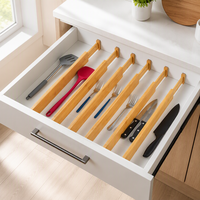 Organisateur de tiroir de cuisine en bambou pour couverts, porte-ustensiles, plateau à couverts, séparateurs de tiroir pour couverts