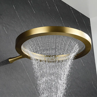 Pommeau de douche mural encastré moderne en laiton poli, design monocommande, avec valve en céramique et jets de massage pour salle de bain