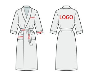 Albornoces de Hotel con Logotipo Personalizado de Fábrica, Juego de Albornoces XL 100% Algodón de Rizo, Cuello Chal, Transpirables y Cómodos, Blancos - Product Image 3