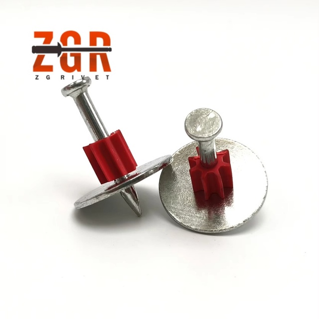 Durable Steel Power Drive Pins With Washer Powder Actuated Shooting Nails for Building Site Fastening